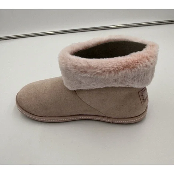 Skechers Campfire Slipper Bootie Boot Blush Pink Faux Fur Size 8 Memory Foam - Picture 9 of 12